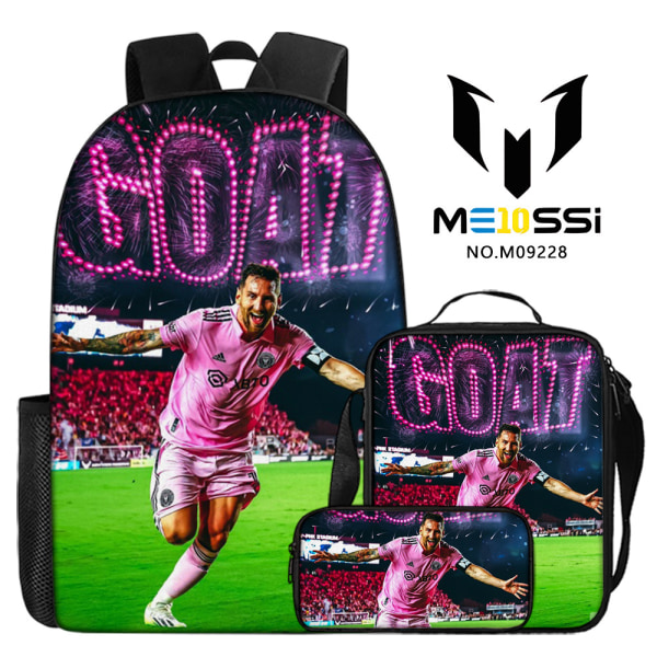 3-delad set av fotbollsstjärnan Messi perifera ryggsäckar, skolväskor för grundskole- och gymnasieelever, digitaltryck campusryggsäckar style 8