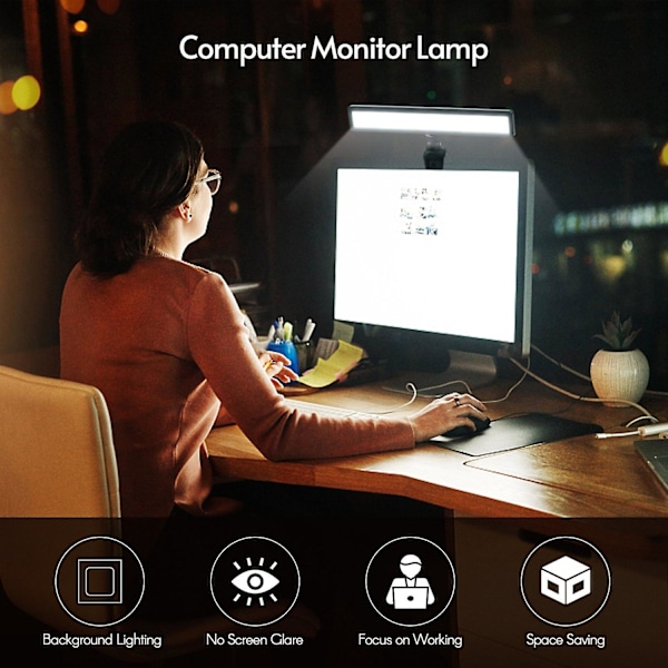 Andoer Datamaskin Laptop Monitor Lys Bar Videokonferanse Belysning Skjermlampe Fyll-lys USB Strøm