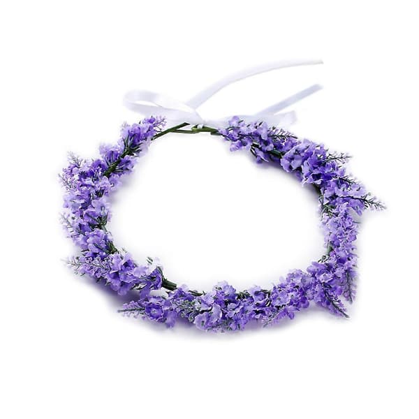 Mode Hårprydnad Simulerad Blomma Hårkrans Krona Lavendel Blommig Hårband
