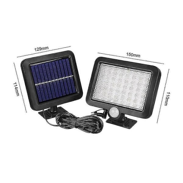 Delt Solcelle Induksjons Vegglampe, IP65 Vanntett, Justerbar Solcelle 56 Lys