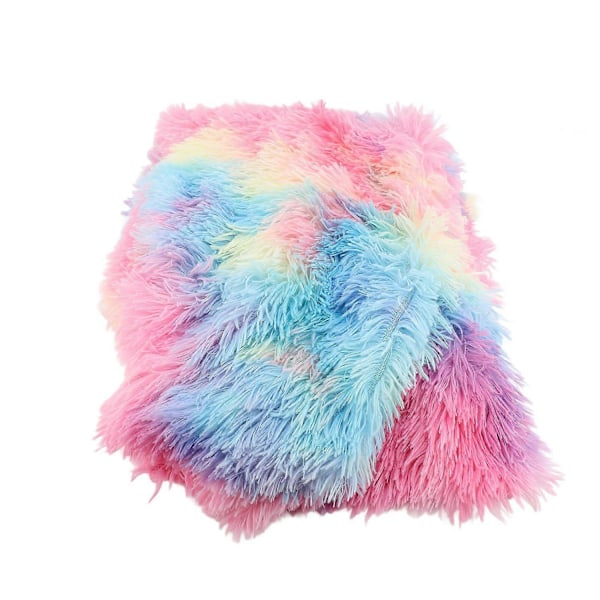 Vaskbart Tie Dye Tæppe Dobbeltsidet Polyester Blødt Plys Tæppe til Én Person Kontor Sofa Rainbo