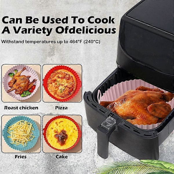 Airfryer silikone måtte multifunktionel liner airfryer bageplade Pink + blå total 2 STK