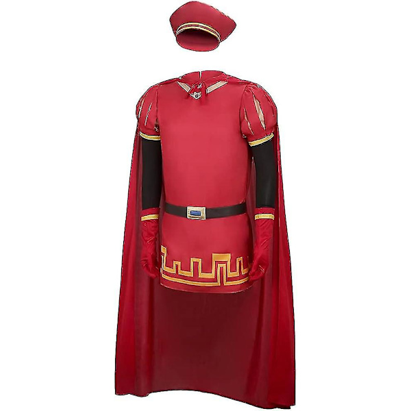 Farquaad-kostyme for menn kongekåpe Rød kappe med lue Cosplay-antrekk Halloween Jul Fancy Dress Festtilbehør M