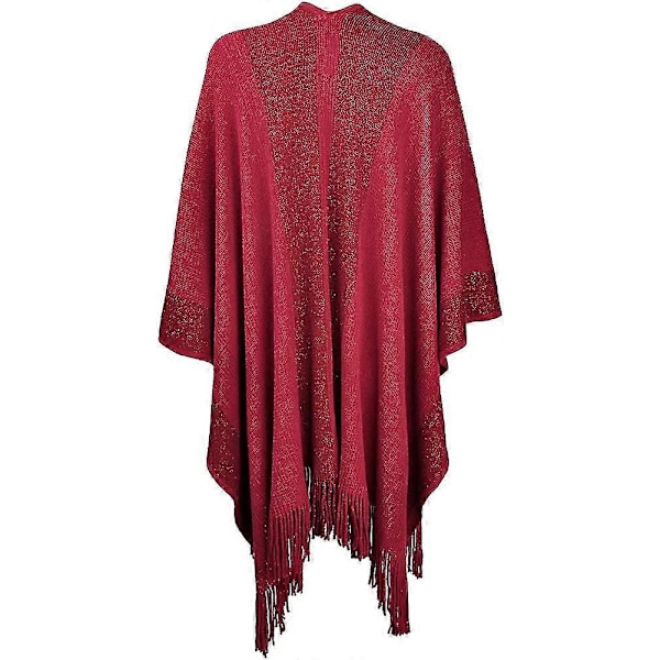 Lätt damscarf med gyllene kant, texturerad stickad filt, sjal med fransar