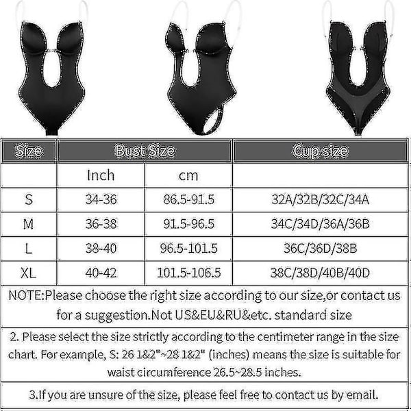 Tflycq Kvinnor kastar djup V-ringad Body Shaper Axelbandslös Rygglös Body Shapewear U Plunge Seamless String black M