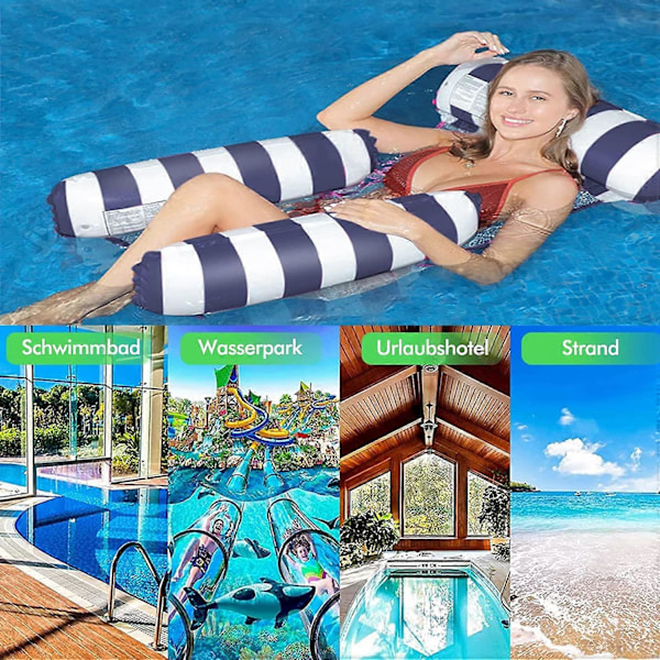 Flydende Hængekøje Pool Oppustelig Hængekøje Multifunktionel 4-i-1 Flydende Hængekøje Bøjer og Oppustelig Madras Bærbar Pool Lounger Flyder til Voksne, K
