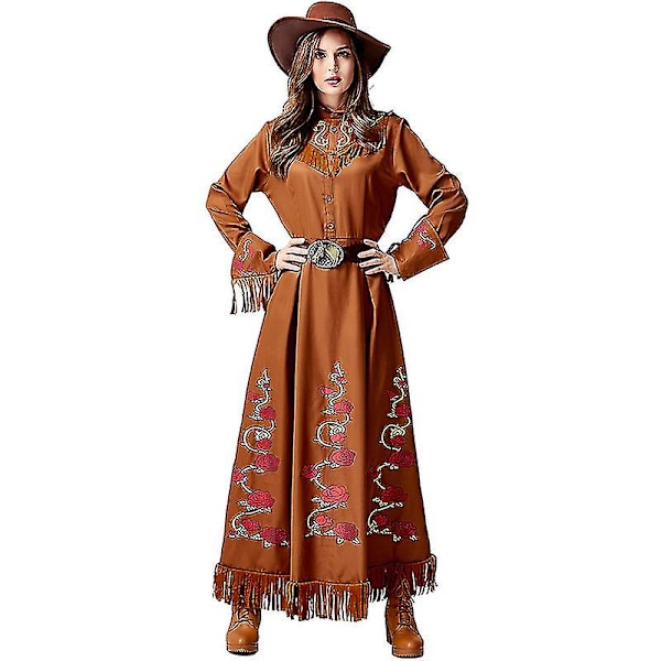Halloween-asut Grand Theft Phantom Länsi Cowboy Mekko Piikikäs Ruusu Bandit Juna Mies Nainen Wilderness Hunter Puku 185cm