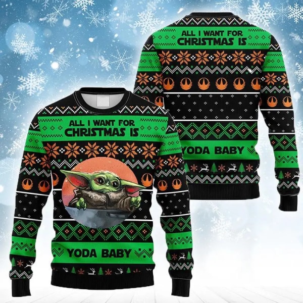 The Mandalorian And Grogu Baby Yoda Ugly Sweater 2024 Glædelig Jul Mænd Pullover Efterår Vinter Star Wars Dame Sweatshirt style 1 4XL
