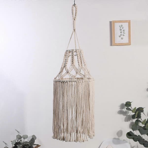 Boho Macrame Lampeskærm Hængende Vedhæng Vævede Kvaster Lysdæmper Gobeliner