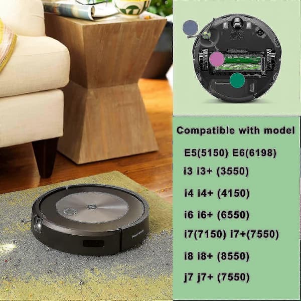 Reservedele til iRobot Roomba I7 I7+ I3 I3+ I4 I4+ I6 I6+ I8 I8+ J7 J7+/plus E5 E6 E7 Støvsuger, tilbehørssæt inkluderer 1 sæt rullebørste