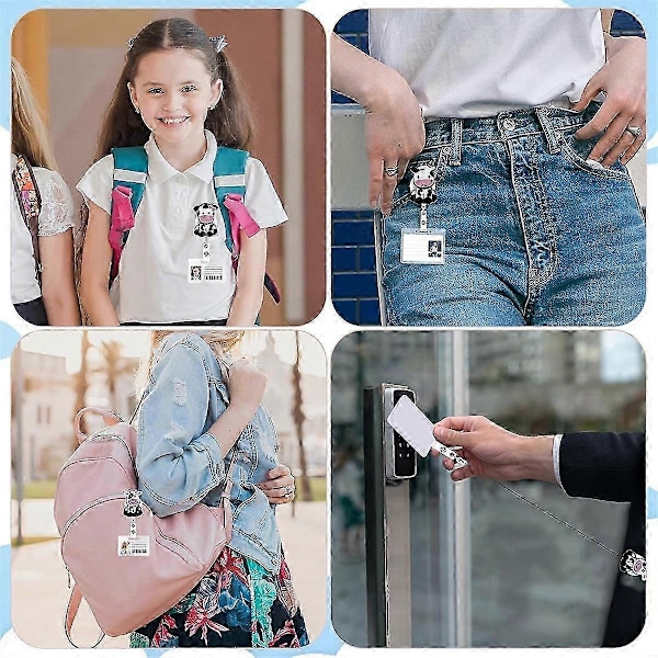 3 STK. Ko Badge Reel Clips, Udtrækkelig Badge Holder Søde ID Navnekortholdere med Drejelig Clip, Bue