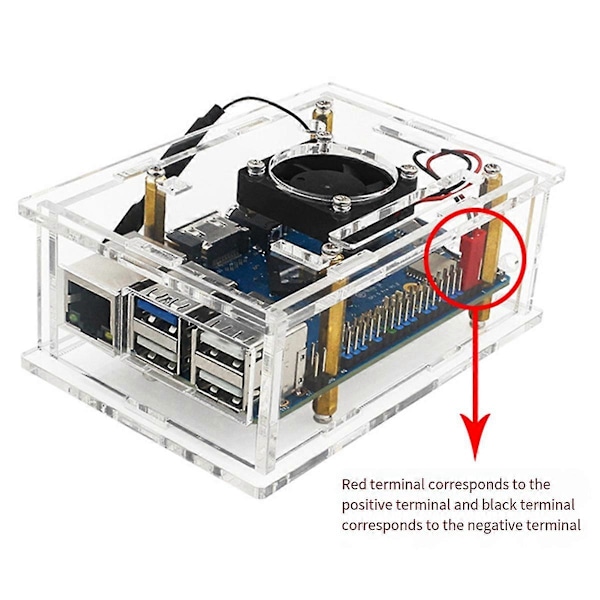 Akrylcover til OrangePi 5Pro, Transparent Akrylcover til OrangePi 5 Pro med Køleventilator Antenne
