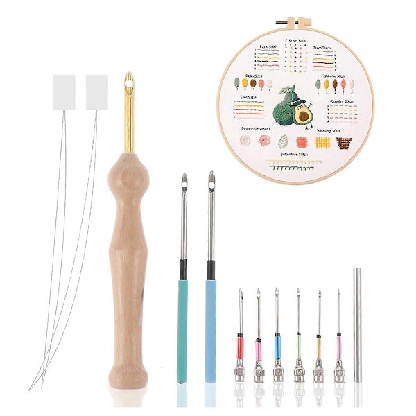 12 st Punch Needle Kit, Nålar Punch Justerbart Punch Needle Verktyg