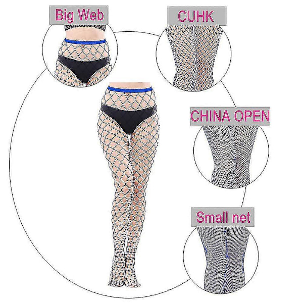 Högmidjade Fisknätsstrumpbyxor Dam, Hög Midja Fisknät Tights (One Size)
