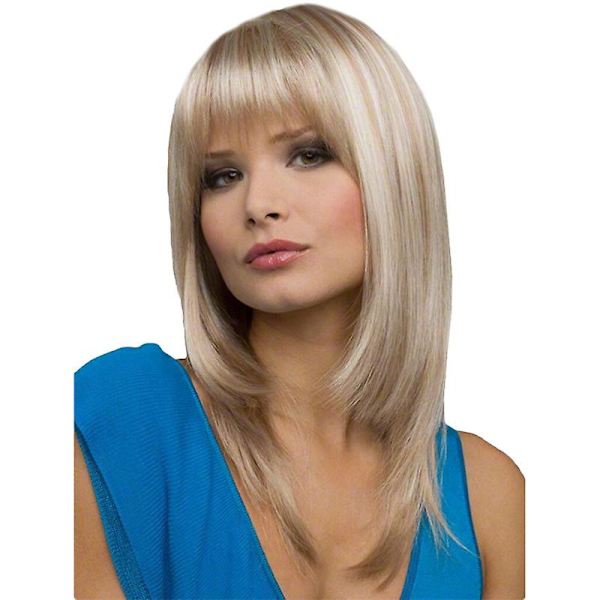 Naisten keskikokoiset suorat peruukit hiukset otsatukkailla Ombre Full Wig