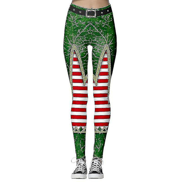 Naisten joulun uutuus 3D Print Jooga Leggingsit Fitness Gym Pants L