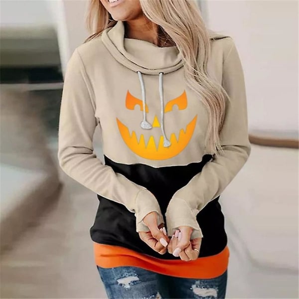 Kvinder Halloween Sweatshirts Græskar Ansigt Dansende Skeleton Skjorte Langærmet Sweater Funny Graphic Pullover style 3 XL