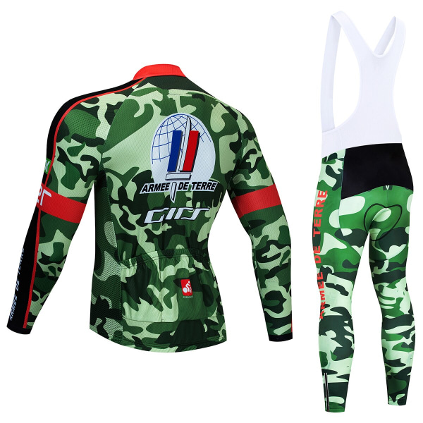 2023 Team Camouflage Cykeljackor 20D Pad Pants Kostym Ropa Ciclismo Herr långärmad Cykel Maillot Culotte Cykeltröja Cycling Clothing 1 XS