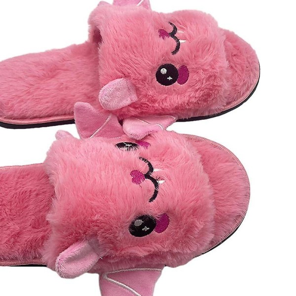 Halloween Tofflor Anti-sladd Mysig Bat Plysch Tofflor Med Strumpor Sovrum Tofflor Inomhus Hem Tofflor Fuzzy Slides För Familj Pink Ms.