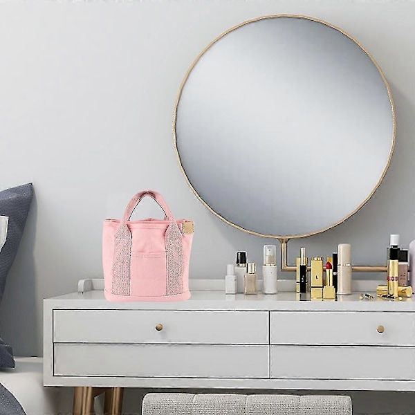 Canvas Håndveske Dame Stor Kapasitet Kosmetikkveske Gave Håndveske, Laget av Canvas, rosa