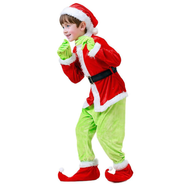 Christmas Kids Grinch Cosplay Costume Nisse Fancy Dress Julekostyme 9-10Years