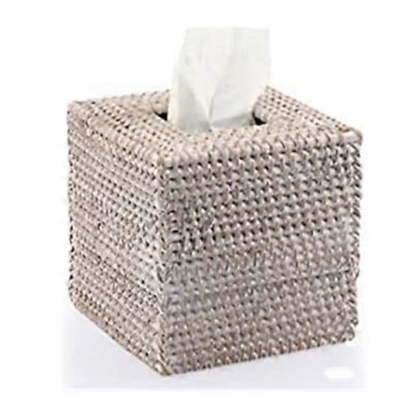 1 stk. Firkantet Rattan Boks til Serviet Dekoration - Papirserviet Opbevaringsboks Servietboks Napkin Organizer til Hjemmekontor