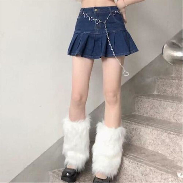 Naisten Y2k sumea tekoturkista Cover Lämmittimet Furry Pehmo Boot Hihansuut Cover Sukat_p White 30cm