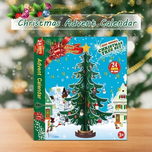 DIY juletre adventskalender Mini trebordsjuletre og anheng Kit Nedtellingskalender Julegaver til barn style 1