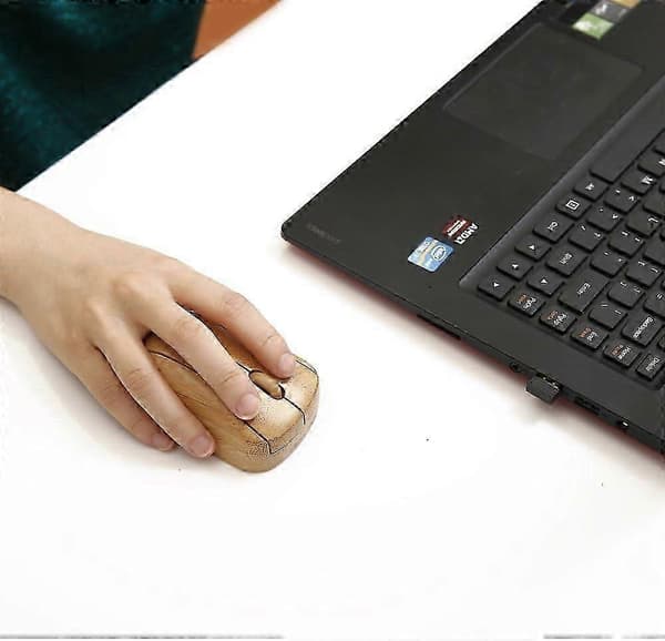 2025 Egnet trådløs optisk bambusmus med USB-modtager, egnet til bærbare computere, computere