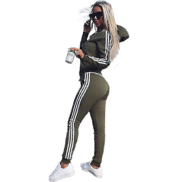 Dam 2-dels Athleisure Sportkläder Träningsdräkt Hoodie Byxor Set