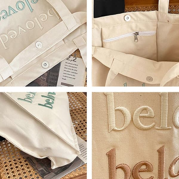Canvas Tote Bag Handväskor Bokförvaringsväska Stor Kapacitet Axelväska