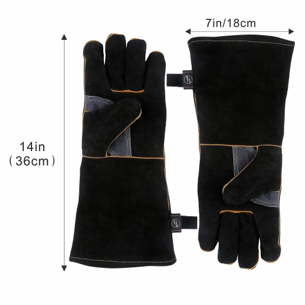 udsættelse Assimilate Tøm skraldespanden Ekstrem varme- og brandbestandige handsker læder med kevlar-syning, perfekt  til pejs, komfur, ovn, grill, svejsning, grill 14 inch 66e2 | 14 inch |  Fyndiq
