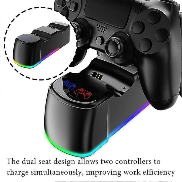 Til Spilcontroller Opladning Dobbelt Sæde Indikatorlys Controller Blåt Lys Trådløs Spilcontroller