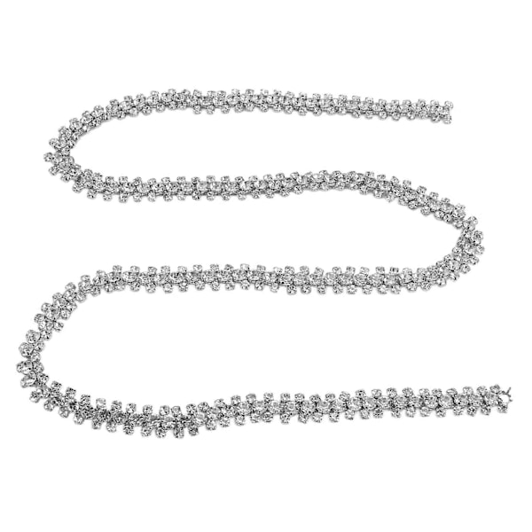 1 Yard Rhinestone Kjedebånd - 3 Rader Rund Glitrende Hvit for DIY Smykker Bryllupsdekor