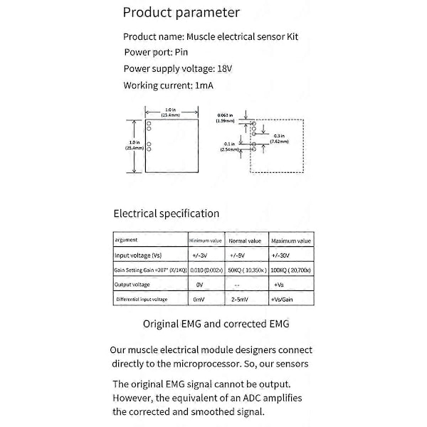 Lihassähköinen anturimoduuli EMG-signaalin keräys Arduino-elektroniikan kehityspaketti, Mobille