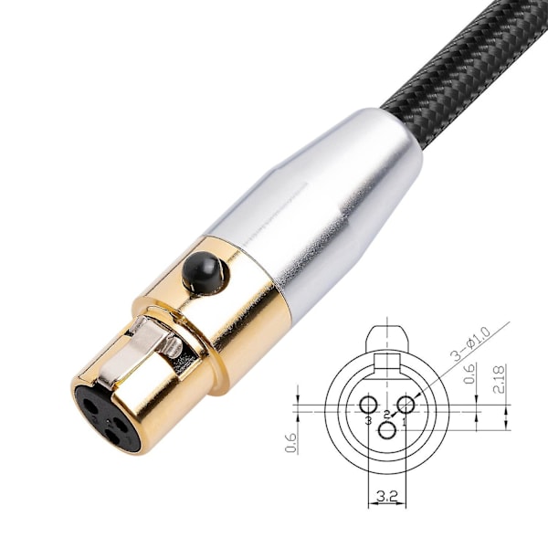 SA119GXK108BU 0,3 m 24K forgyldt Mini XLR til XLR han-kabel mikrofon lydadapterledning
