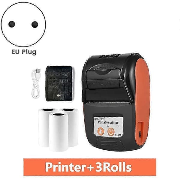 Bærbar Bluetooth Termisk Printer Håndholdt 58mm Kvitteringsprinter til Ios Android Telefon EU STIK