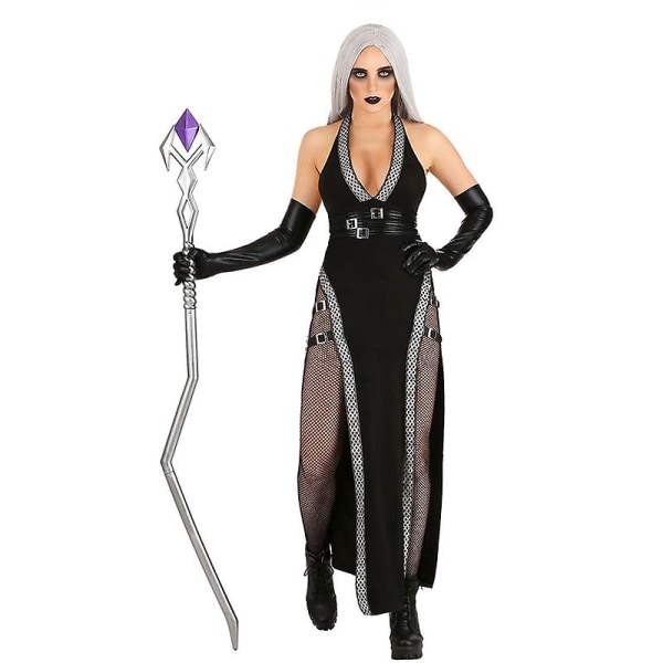 Carnival Halloween Lady Uhyggelig heks kostume Middelalderlig gotisk hætte Cape Wizard Rollespil Cosplay Fancy festkjole M