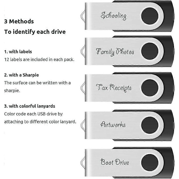 16GB USB 2.0 Flashminne Sticka Roterande USB-minnen Bulk 1-pack Svart, Portabel Datalagring för Universella Ändamål