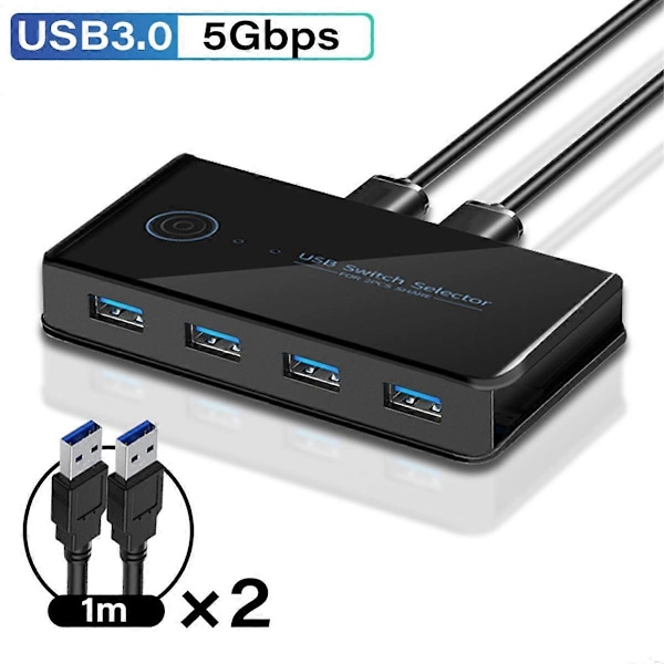 USB KVM Switch USB Delt Bryter 2 inn 4 ut for Laptop PC Tastatur Mus Skriver USB Switch Hub A
