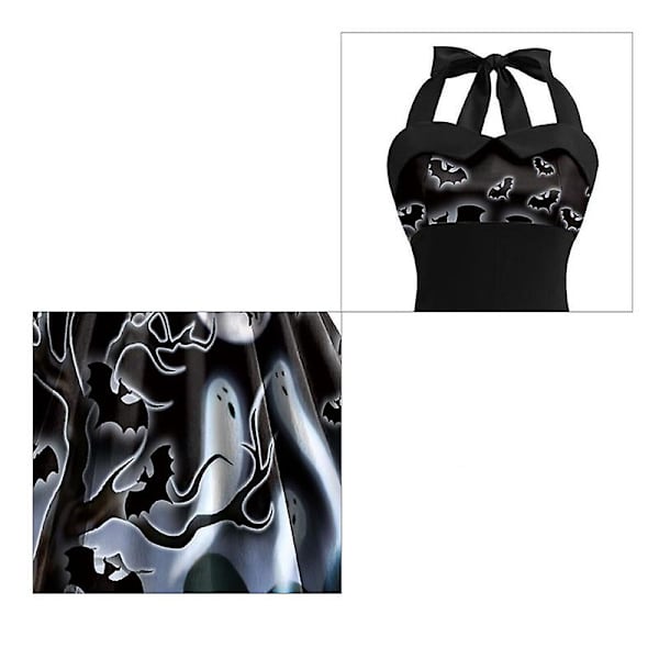 Halloween Kvinder Sommer Slanke ærmeløse A-line Flare Solkjoler COLOR 8 L