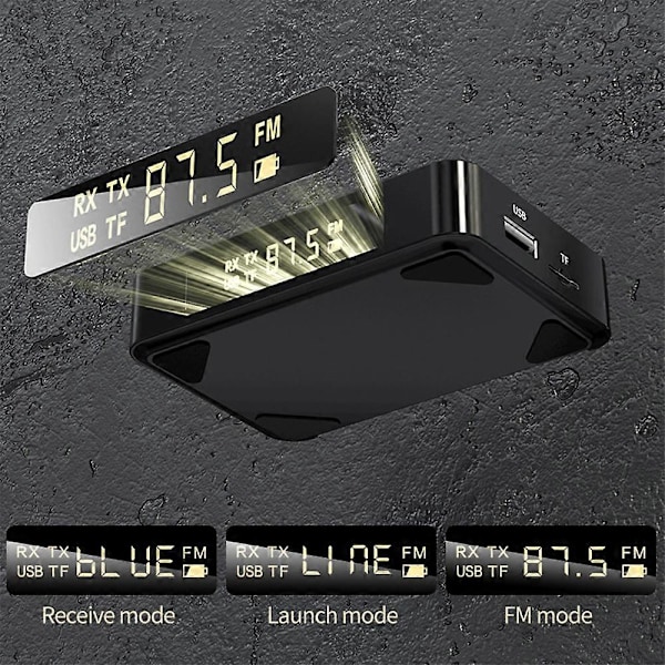 Bluetooth Receiver Transmitter 5.0 FM Håndfri Opkald Audio Stereo AUX 3.5mm Jack RCA Optisk Trådløs Bluetooth Adapter