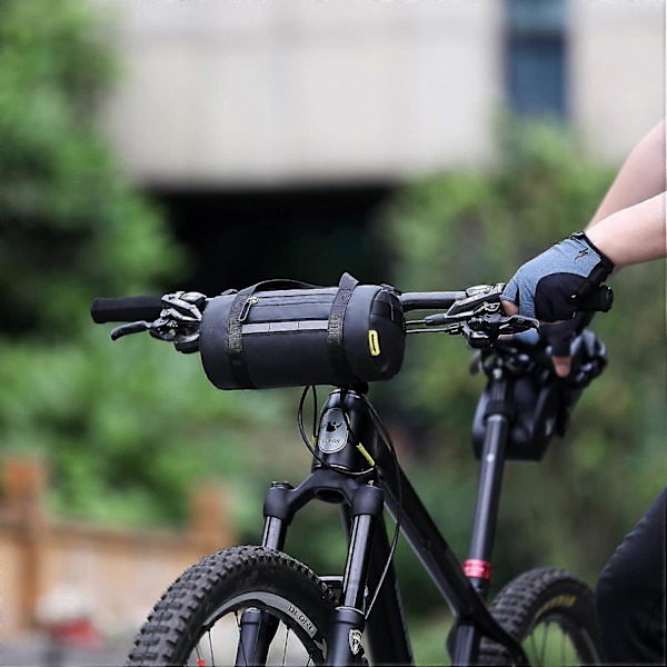 MUJIXI Cykelstyr Taske Vandtæt Rammetaske Vandtæt MTB Front Cykeltaske med Skulderrem til Cykling (Sort-02)