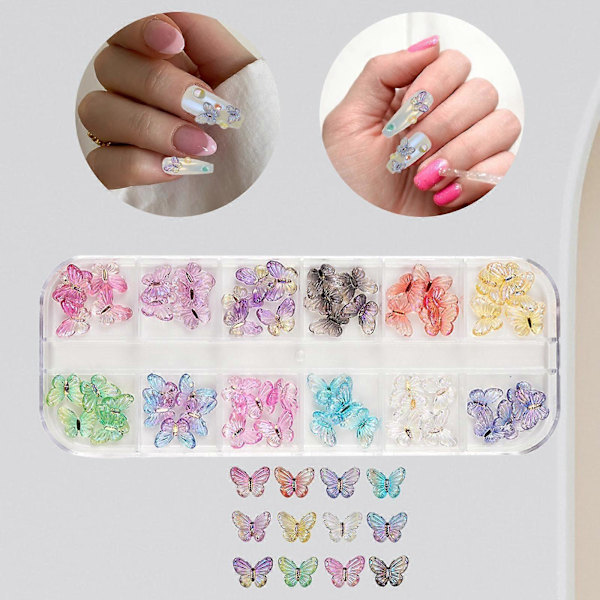 Nagelkonst Strass Set Glittriga Sommar DIY Nagelkonst, Fjärils Nageldekaler Fjärils Nagelkonst Berlocker för Hem Nagelkonst