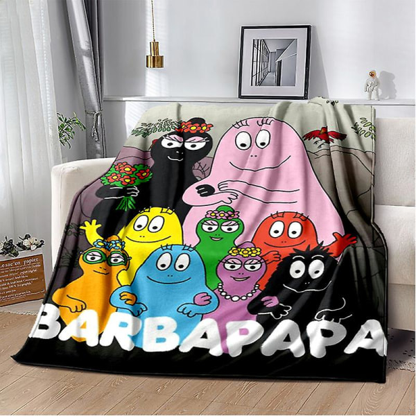 Les Barbapapa Familie Anime tegneserietæppe,blødt tæppe til hjemmet i soveværelset Sengesofa Picnic Rejsekontorbetræk Tæppe Børn 100x150cm 11