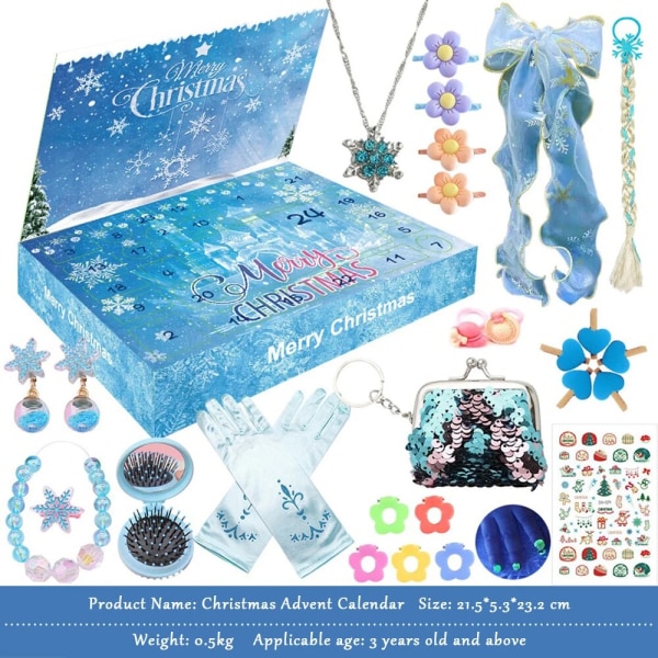 Jule-adventskalender 24 Nedtællingskalender Juleblindæske Unicorn Is og sne smykker Juleferie gavelegetøj til piger Xmas Gift 4
