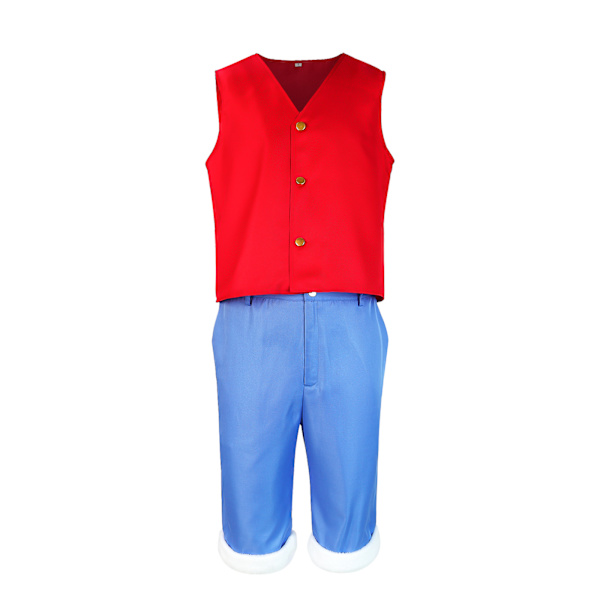 One Piece Luffys cosplay-kostyme stråhatt Klassisk Luffys cosplay-kostyme Top + pants M