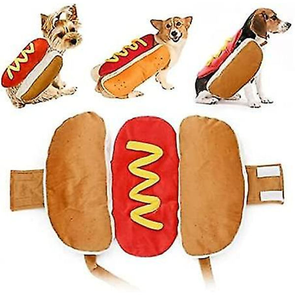 Hot Dog Design Husdjurskostym, rolig varm luvtröja för hundar och katter Halloween julkläder Cosplay M