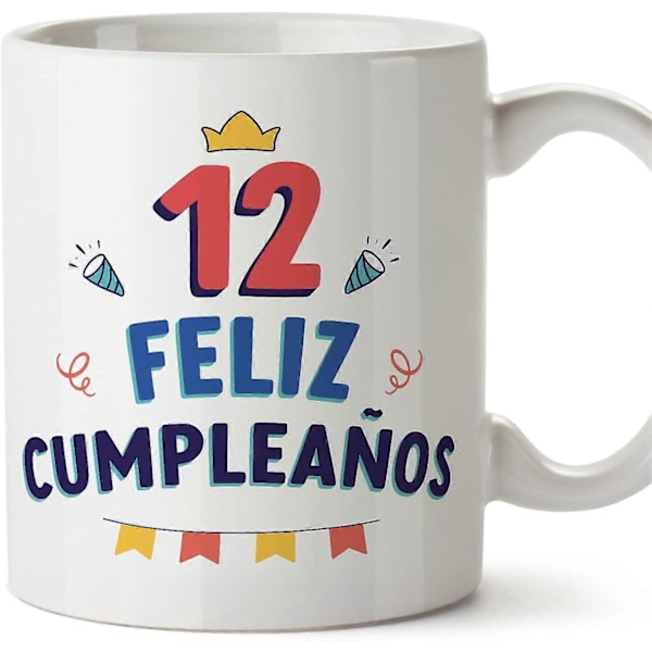 12 Bursdagskopp på spansk Feliz Cumpleaños! Morsom jubileumsgave 330 ml