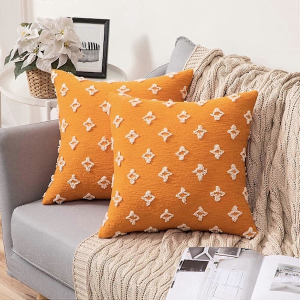 Sett med 2 Halloween Høst Dekor Dekorative Putetrekk Rombe Jacquard Putetrekk Myk Firkantet Putekasse for Sommer Sofa Seng Soverom Li
